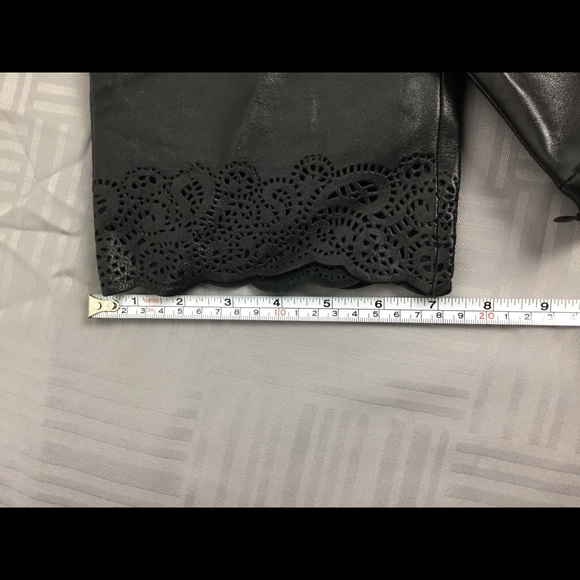 Real Clothes Leather Pant  Size 2 Black Lined Hi Waist Straight Leg Leather Lace - Picture 11 of 12